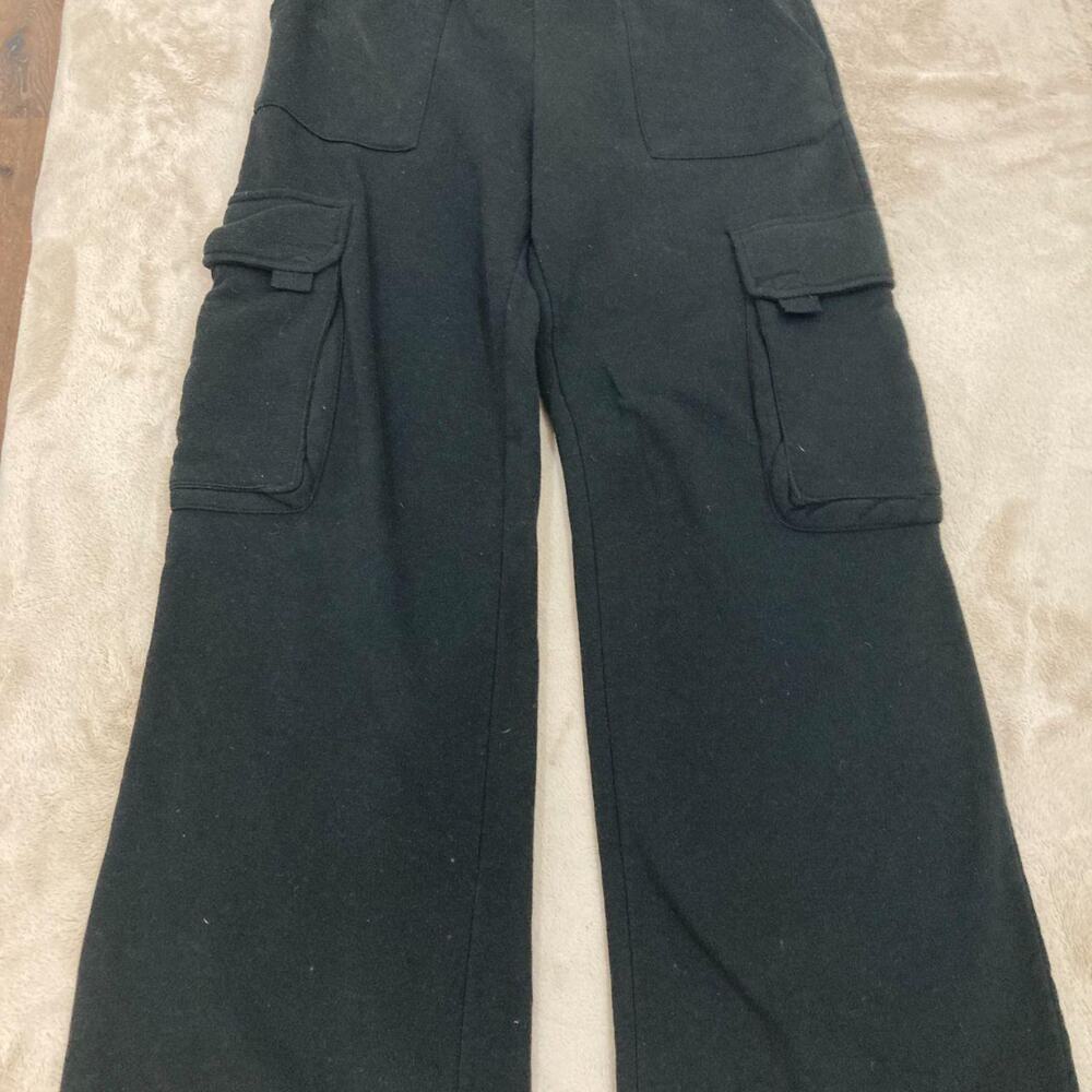 Better Together Wide Leg Fleece Cargo Sweatpants Black Women's Size M